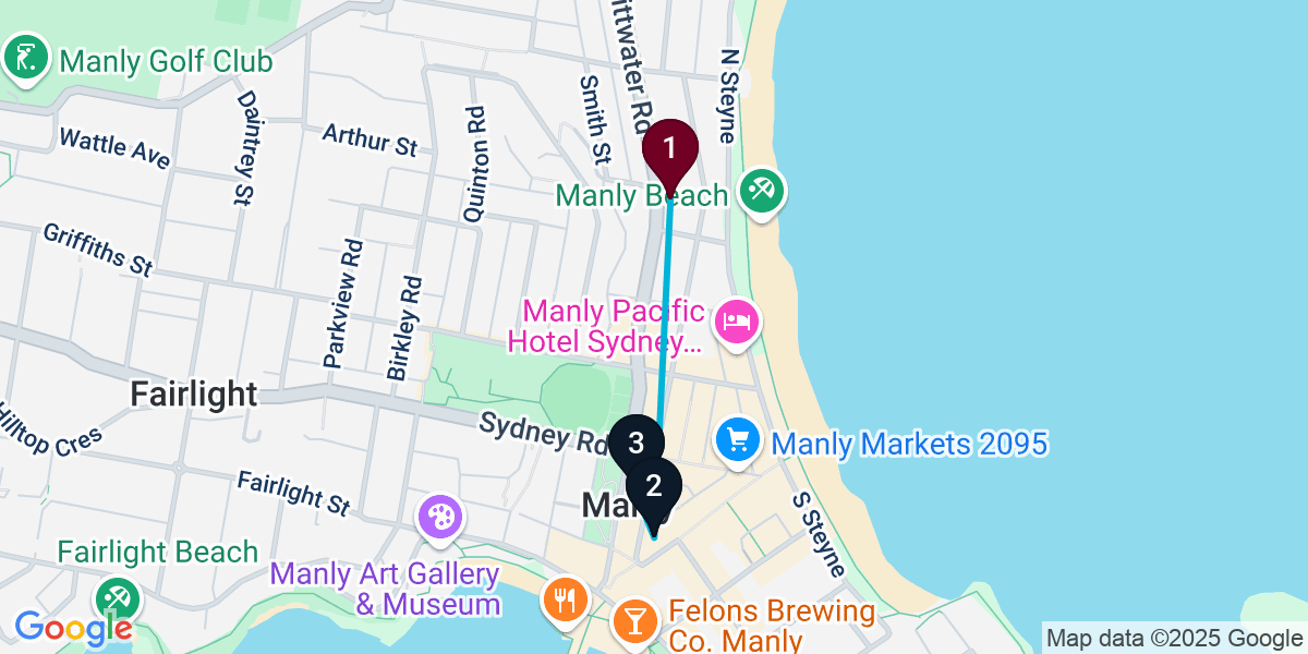Map for 3-Stop Manly Wine bar Bar Crawl