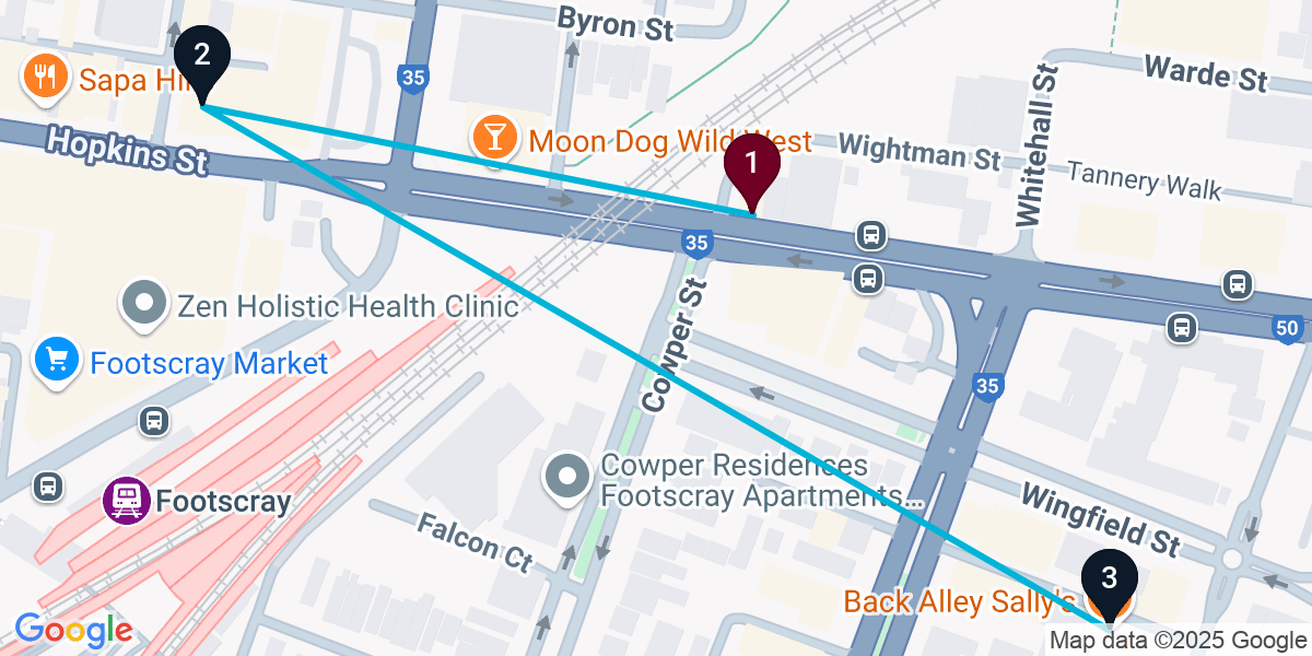 Map for Short Footscray Cocktail Bar Crawl