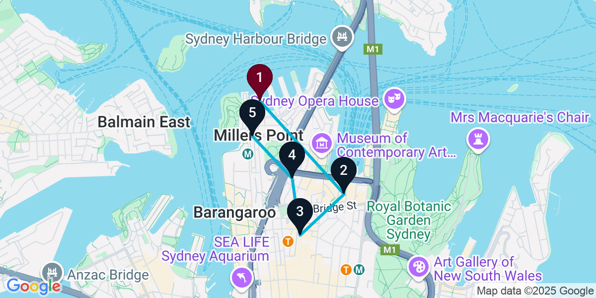 Map for 5-Stop Millers Point Bar Crawl