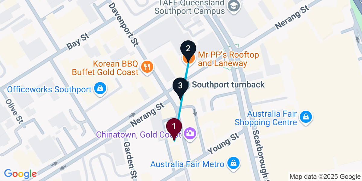 Map for Quick Southport Cocktail Bar Crawl