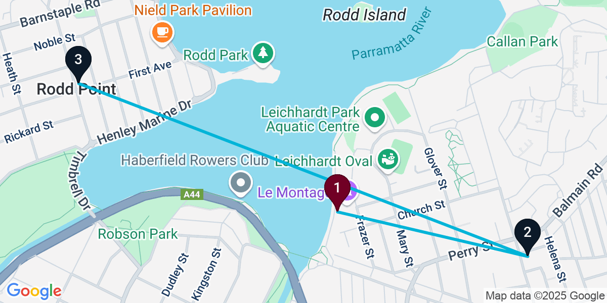 Map for 3-Stop Lilyfield Pub Bar Crawl
