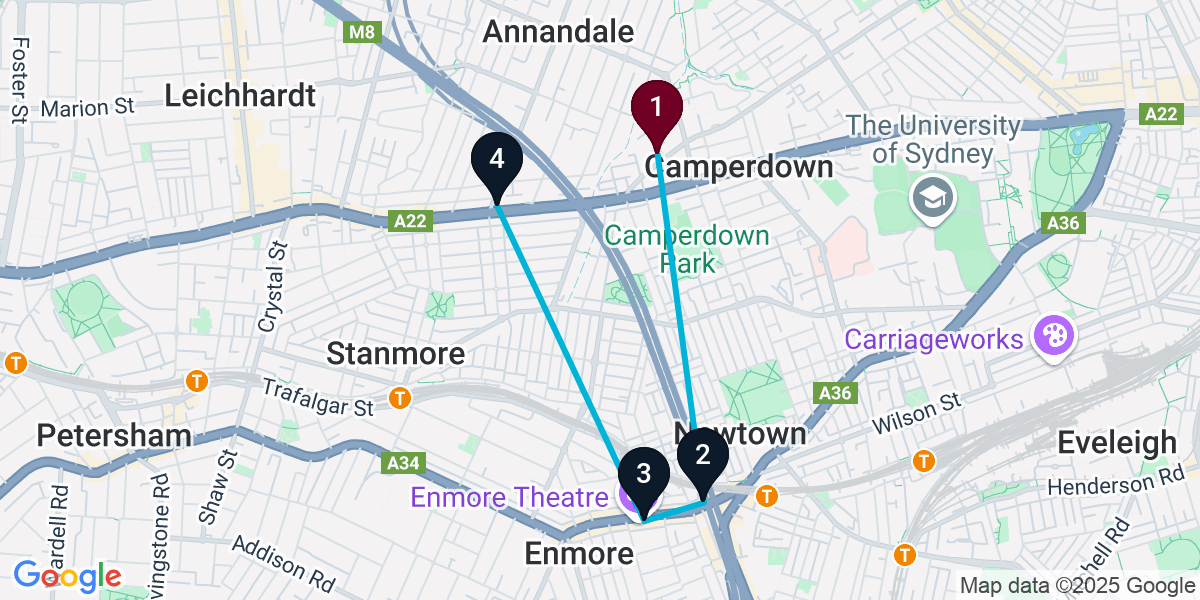 Map for 4-Stop Annandale Wine bar Bar Crawl