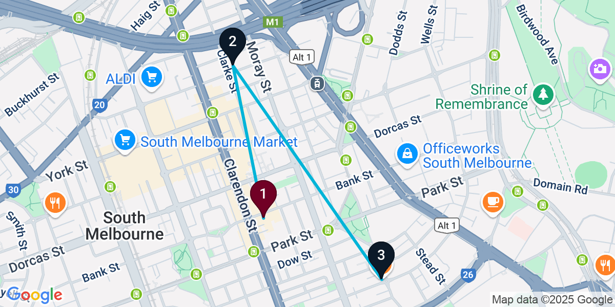 Map for Short South Melbourne Bar Crawl
