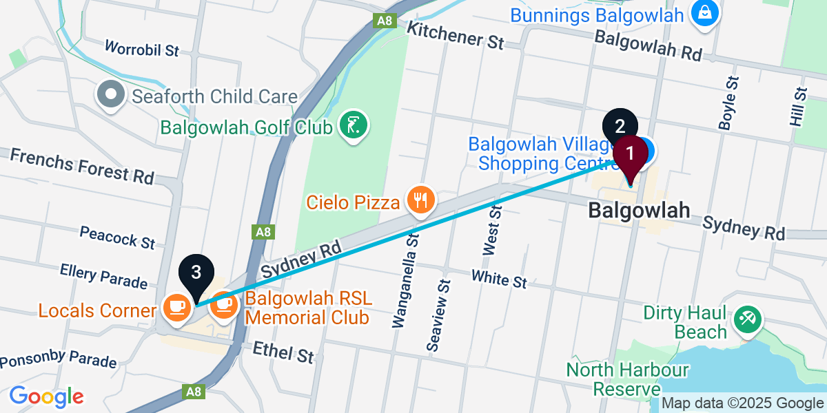 Map for 3-Stop Balgowlah Wine bar Bar Crawl