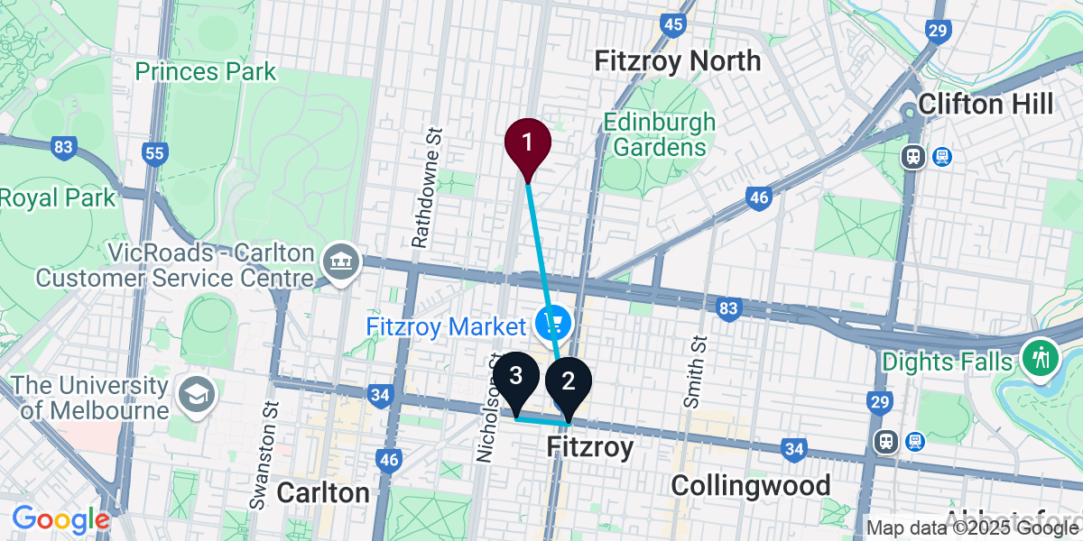 Map for Fitzroy Bar Crawl
