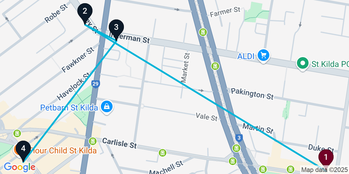 Map for St Kilda Bar Crawl