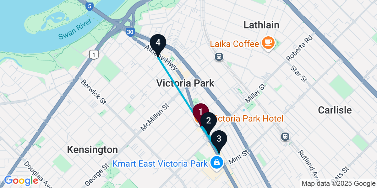 Map for 4-Stop Victoria Park Wine bar Bar Crawl