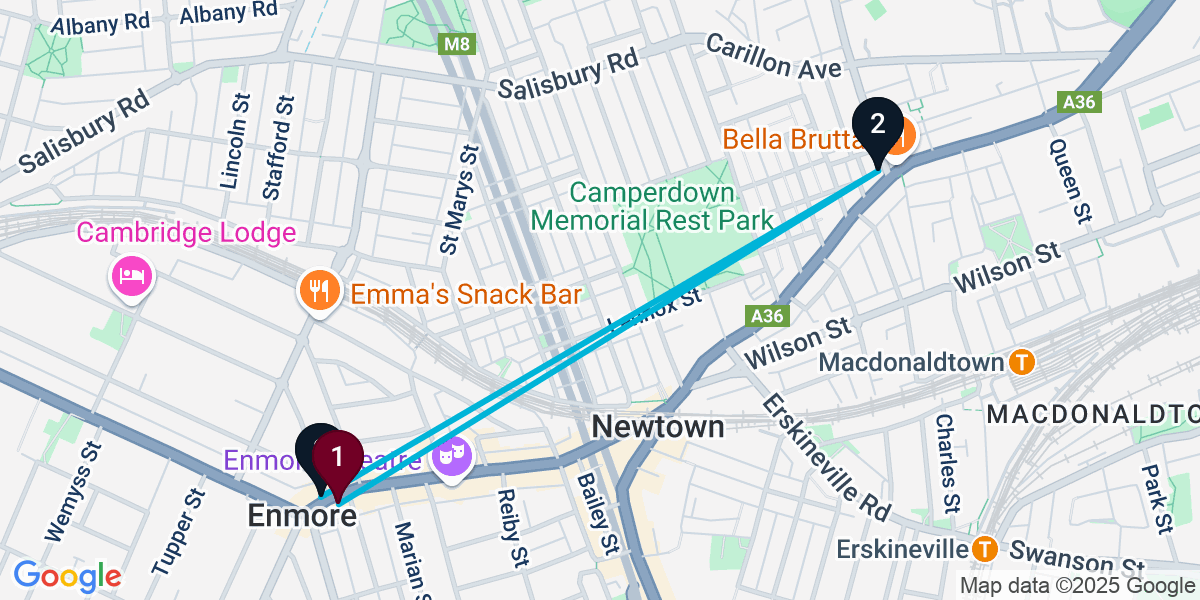 Map for 3-Stop Enmore Nightclub Bar Crawl