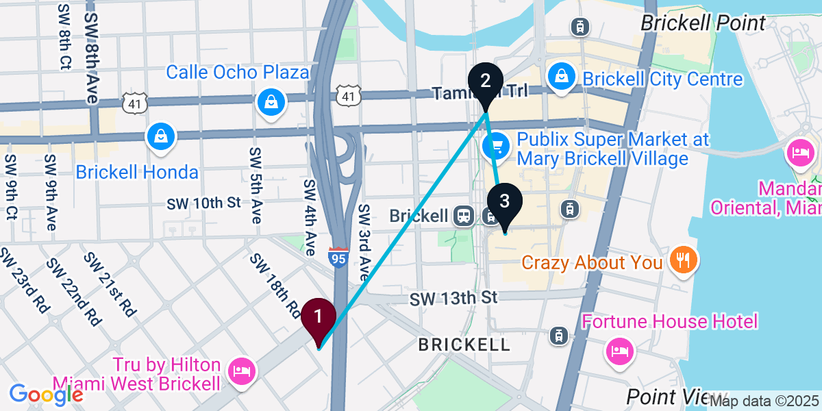 Map for Short Coral Way Cocktail Bar Crawl