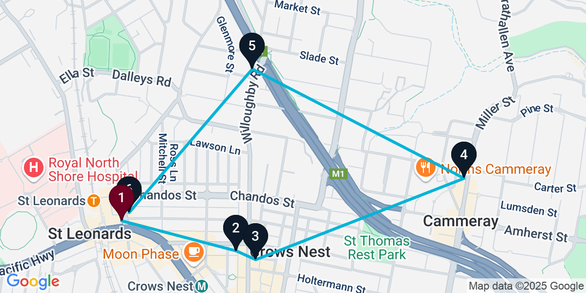 Map for 6-Stop St Leonards Wine bar Bar Crawl