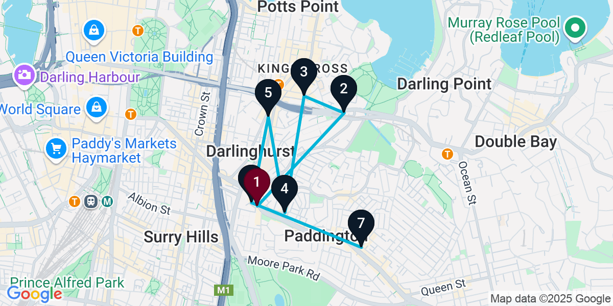 Map for 7-Stop Paddington Wine bar Bar Crawl