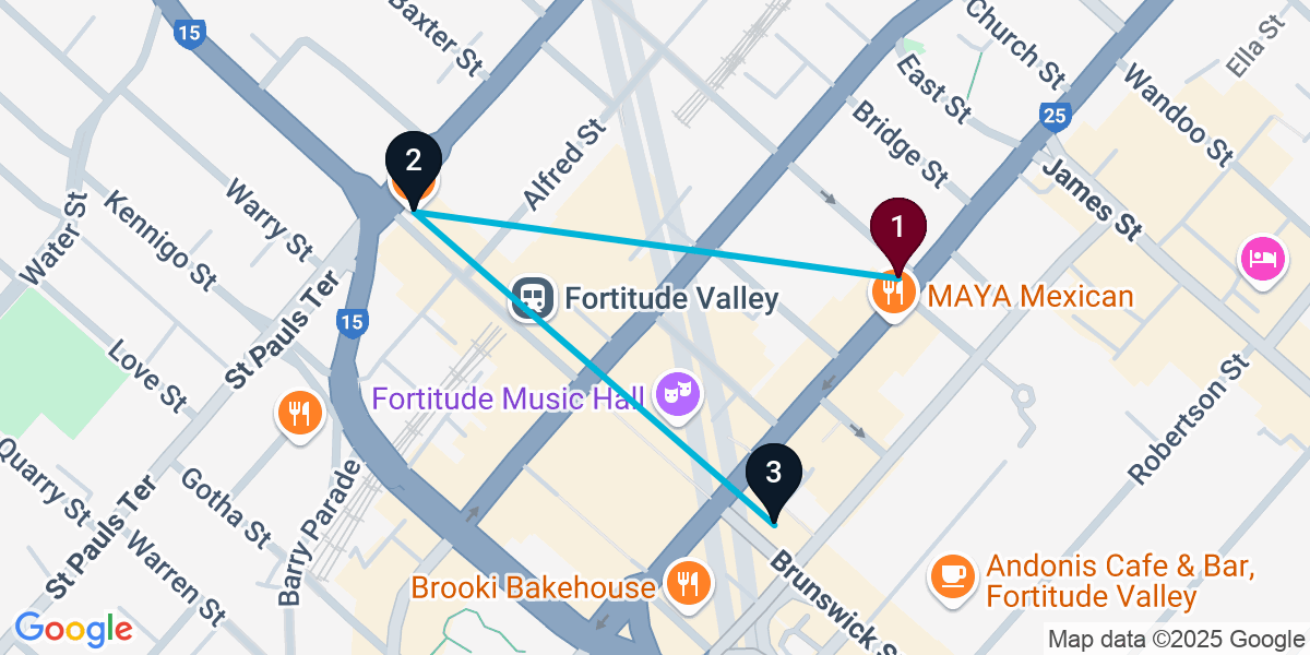 Map for Short Fortitude Valley Bar Crawl