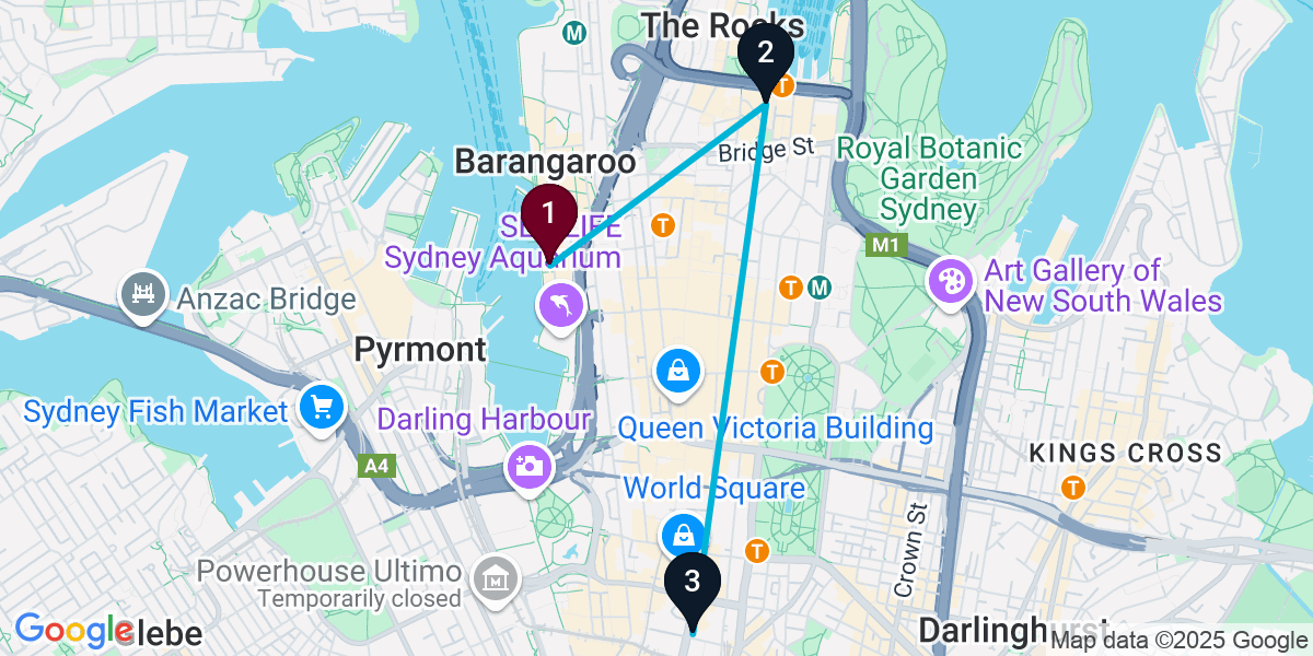 Map for 3-Stop Sydney Live music Bar Crawl