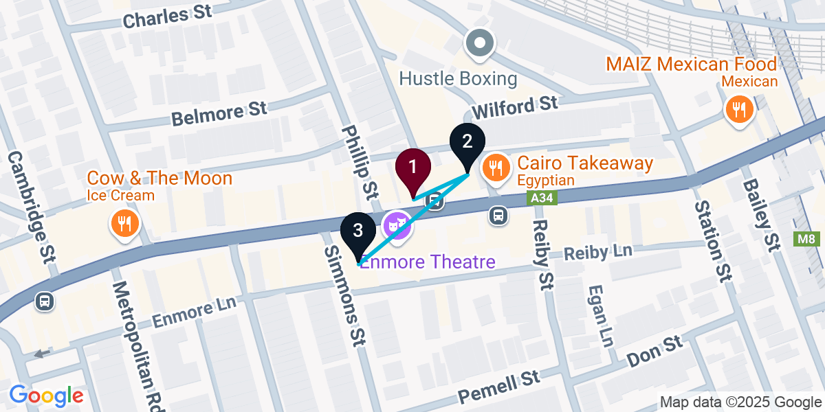 Map for 3-Stop Newtown Cocktail Bar Crawl