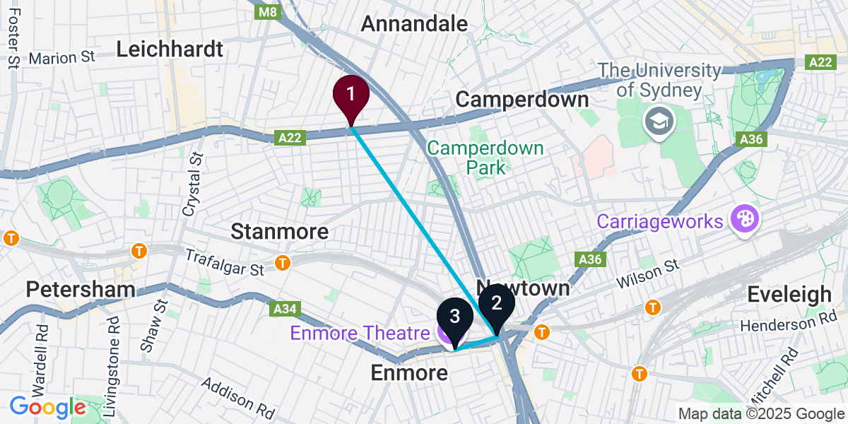 Map for 3-Stop Annandale Wine bar Bar Crawl