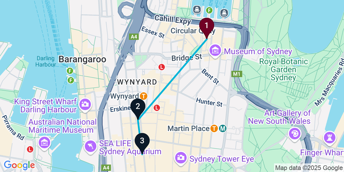 Map for 3-Stop Sydney Speakeasy Bar Crawl