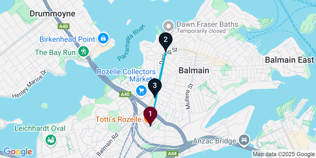 Map for 3-Stop Rozelle Wine bar Bar Crawl