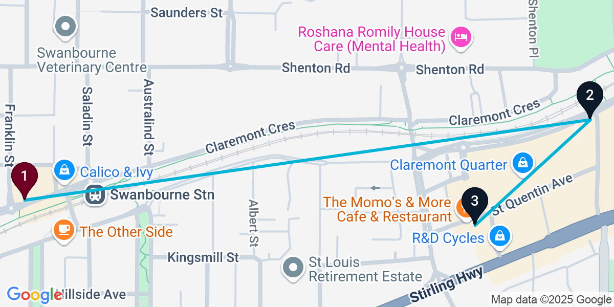 Map for Claremont Bar Crawl