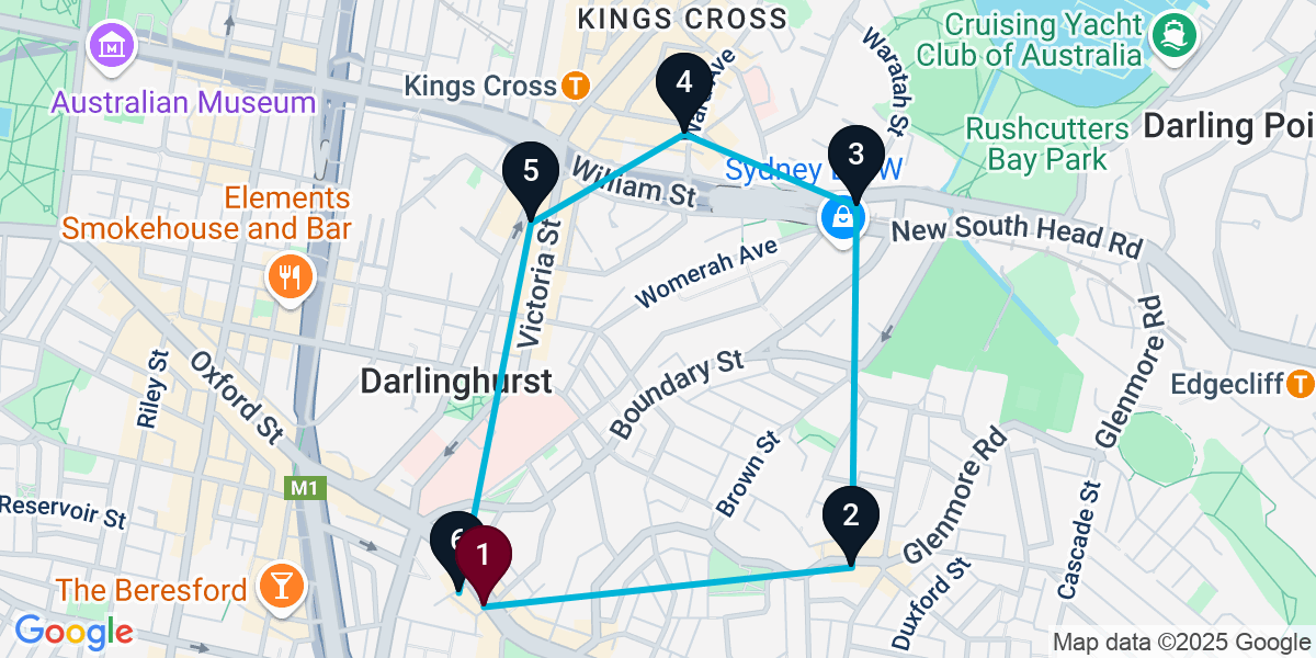 Map for 6-Stop Paddington Wine bar Bar Crawl