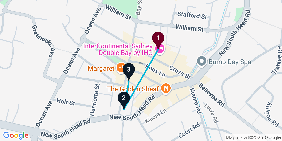 Map for 3-Stop Double Bay Cocktail Bar Crawl