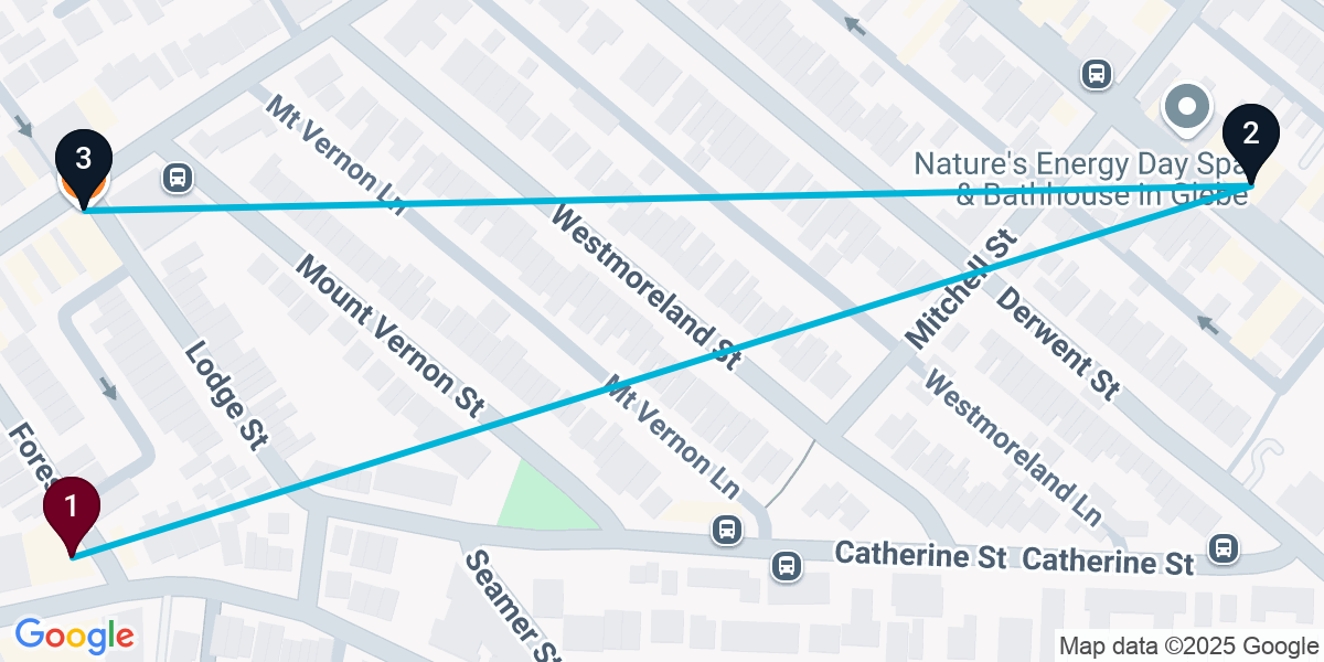 Map for 3-Stop Forest Lodge Bar Crawl