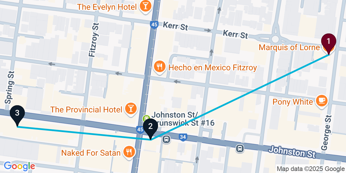 Map for Fitzroy Bar Crawl