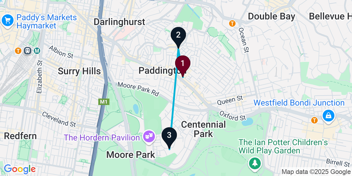 Map for 3-Stop Paddington Cocktail Bar Crawl