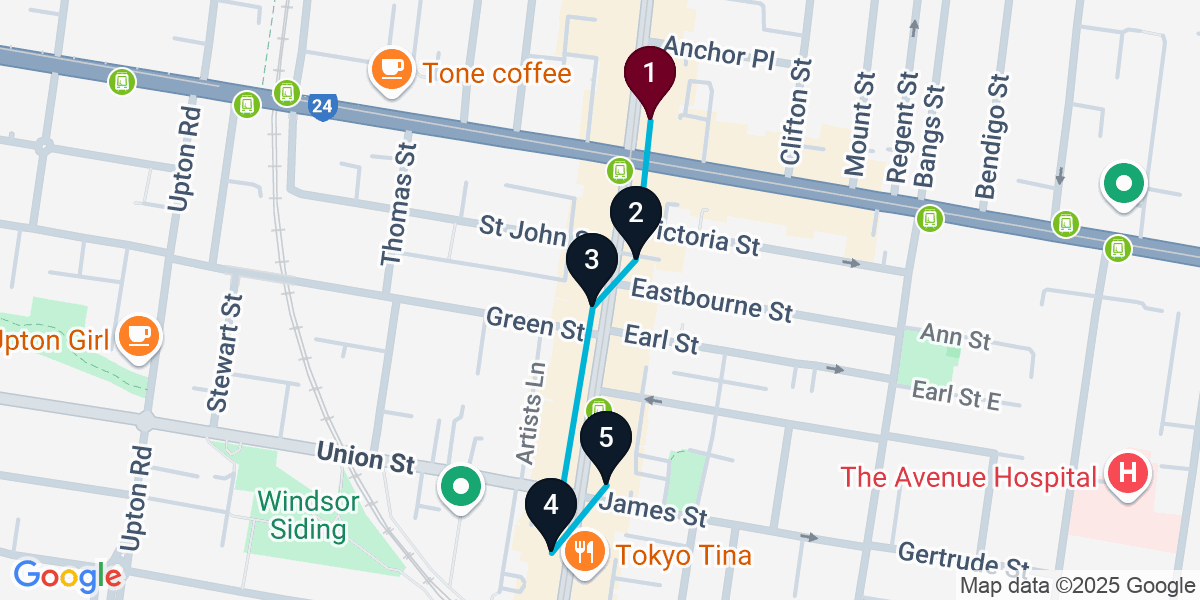 Map for Windsor Cocktail Bar Crawl