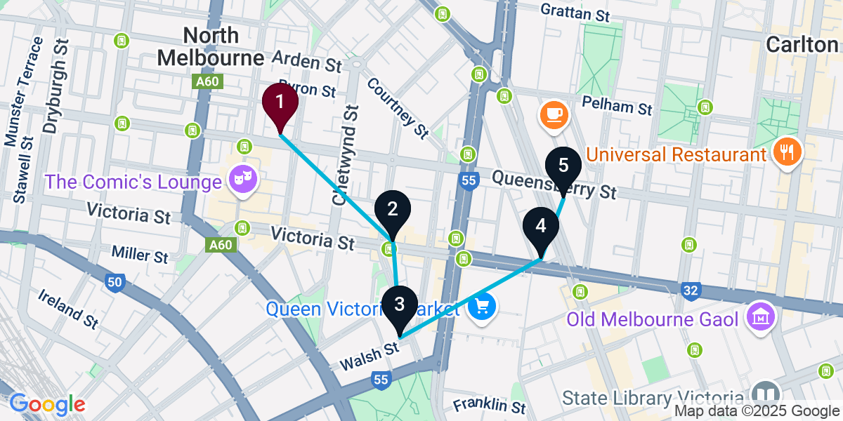 Map for Ultimate North Melbourne Cocktail Bar Crawl