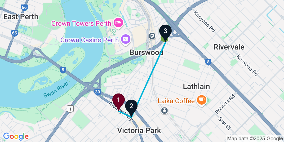 Map for 3-Stop Victoria Park Live music Bar Crawl