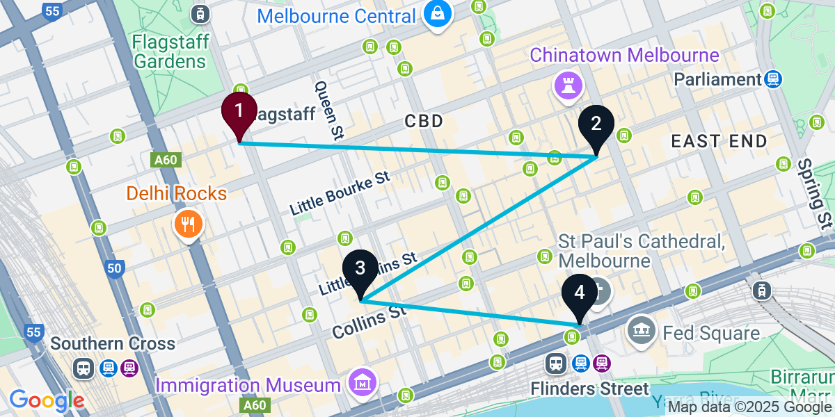 Map for Walkable Melbourne Pub Crawl