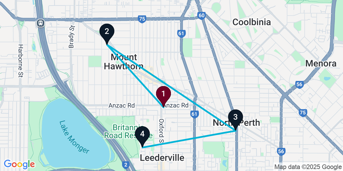 Map for 4-Stop Leederville Nightclub Bar Crawl