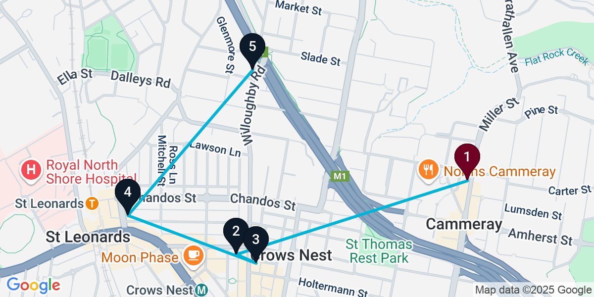 Map for 5-Stop Cammeray Wine bar Bar Crawl