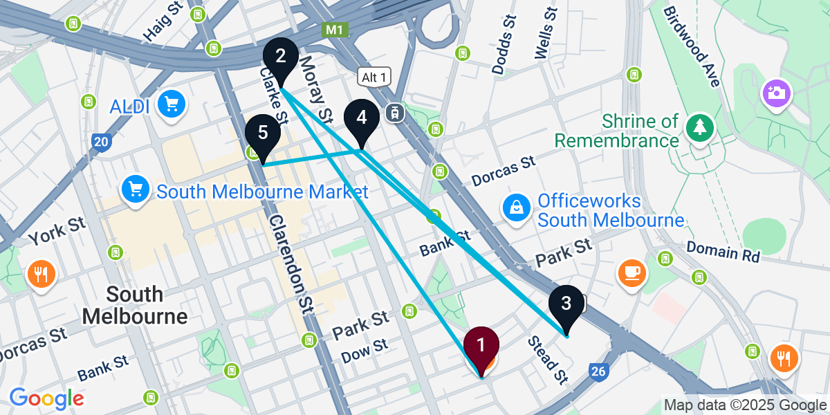 Map for Epic South Melbourne Bar Crawl