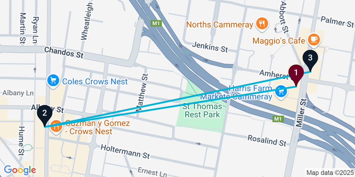 Map for 3-Stop Cammeray Bar Crawl
