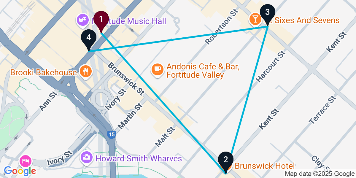 Map for Fortitude Valley Pub Crawl