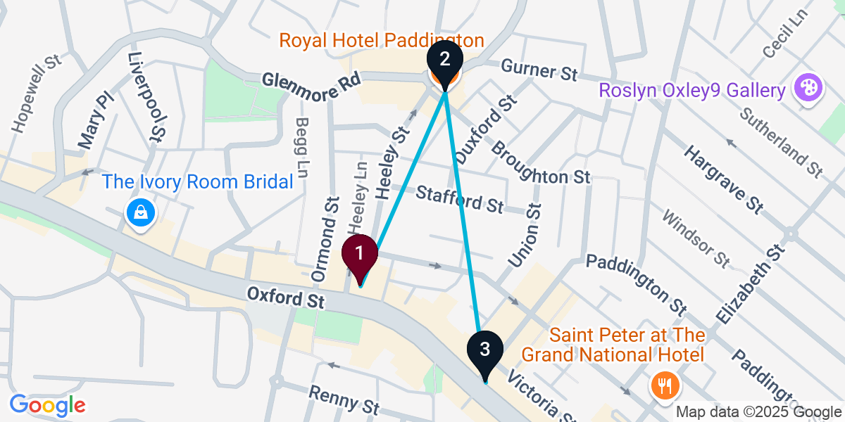 Map for 3-Stop Paddington Pub Bar Crawl