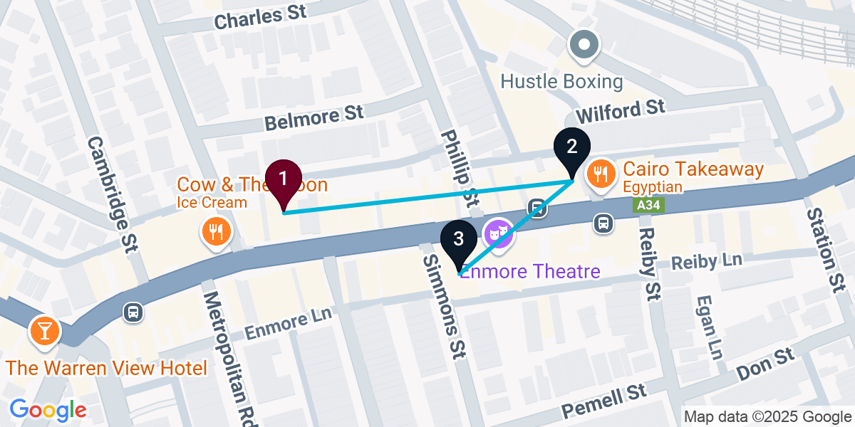 Map for 3-Stop Enmore Cocktail Bar Crawl
