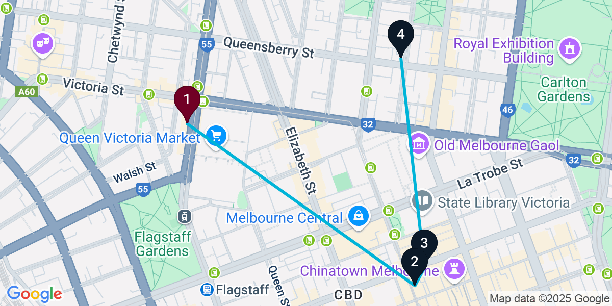 Map for Melbourne Cocktail Bar Crawl