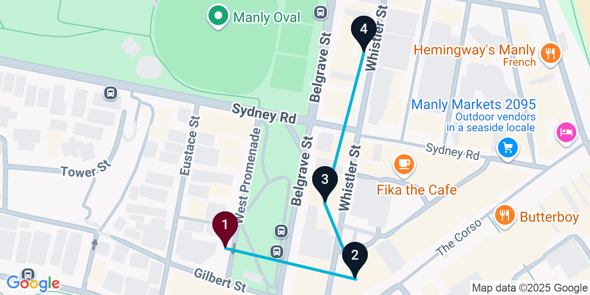 Map for 4-Stop Manly Wine bar Bar Crawl