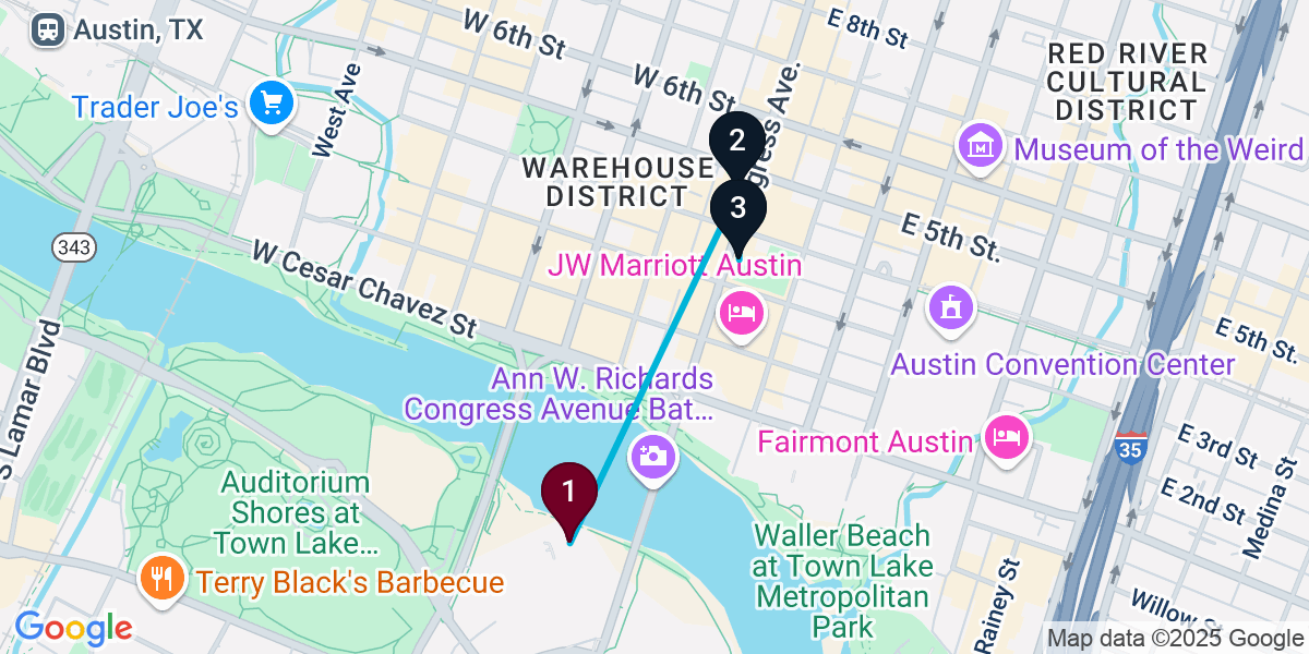 Map for 3-Stop Austin Speakeasy Bar Crawl