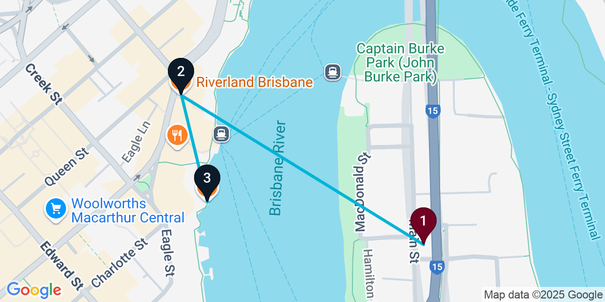 Map for Brisbane City Cocktail Bar Crawl