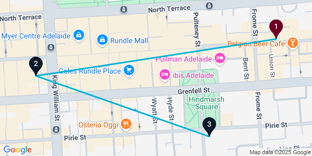 Map for Compact Adelaide Bar Crawl