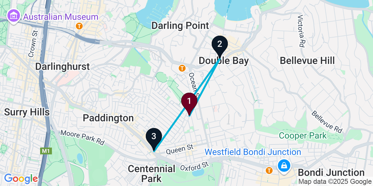 Map for 3-Stop Woollahra Wine bar Bar Crawl