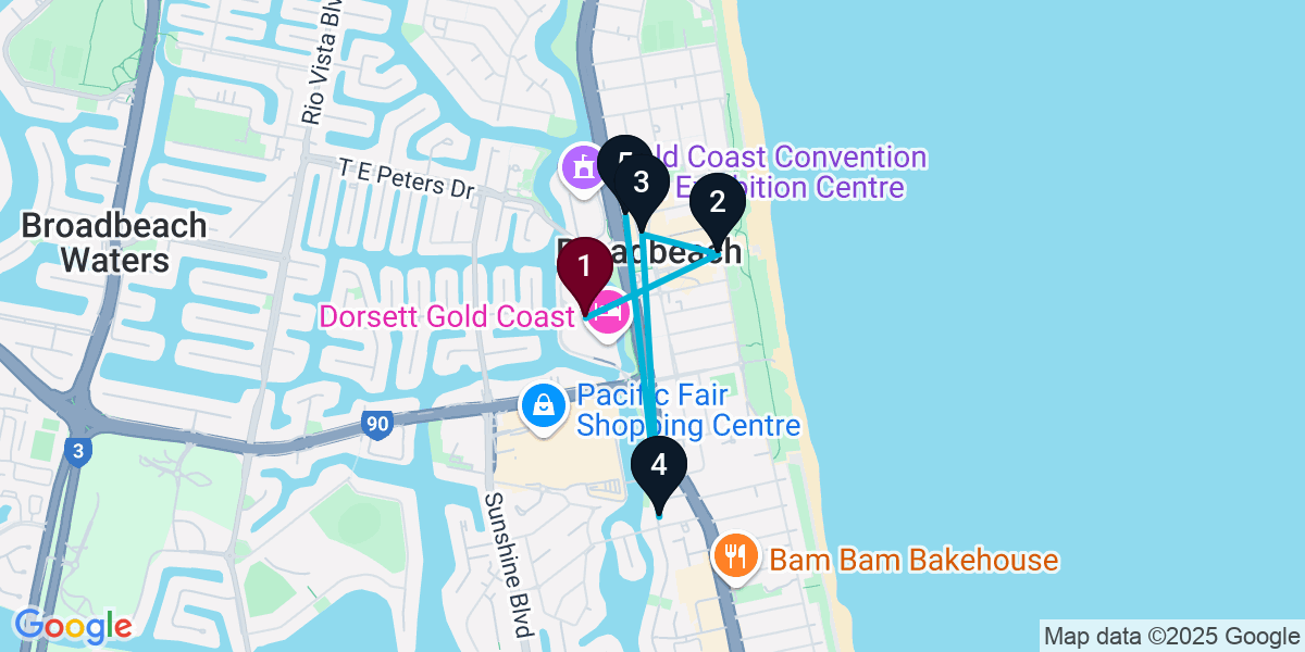 Map for Broadbeach Bar Crawl