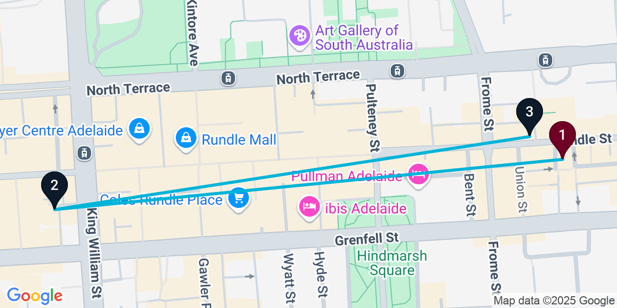 Map for Quick Adelaide Bar Crawl