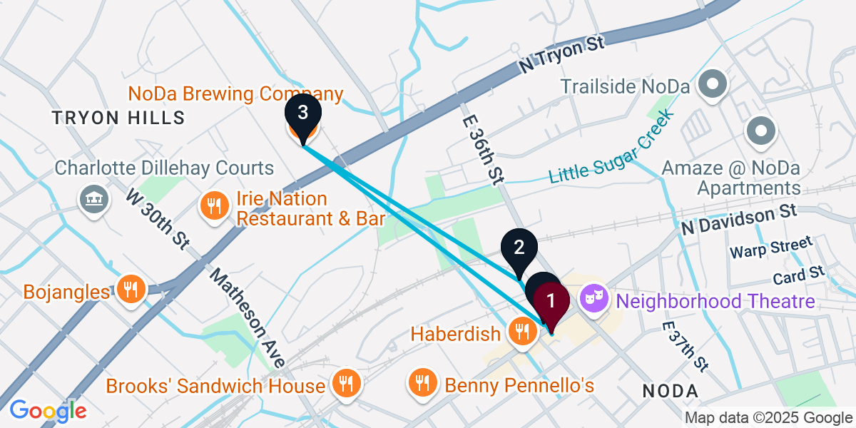 Map for Signature North Charlotte Bar Crawl