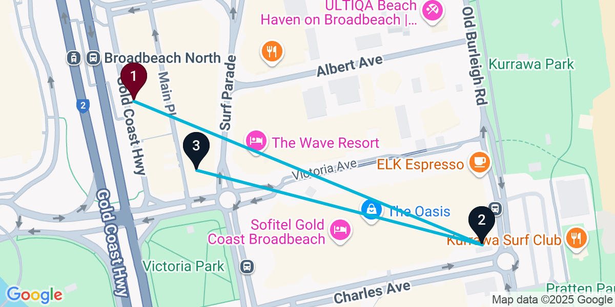 Map for Broadbeach Bar Crawl