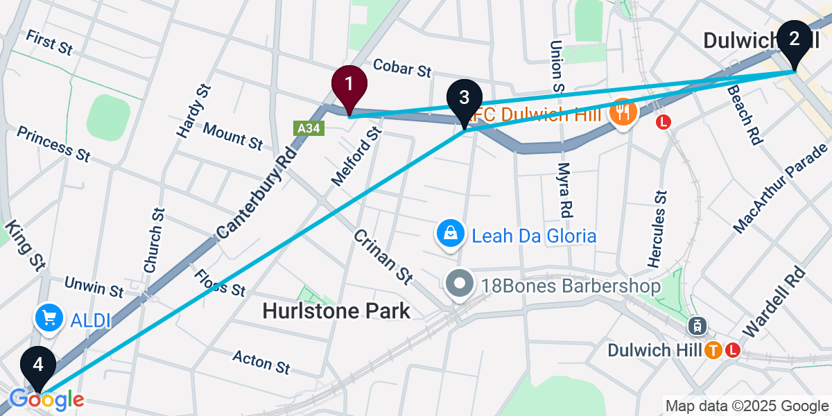 Map for 4-Stop Hurlstone Park Wine bar Bar Crawl