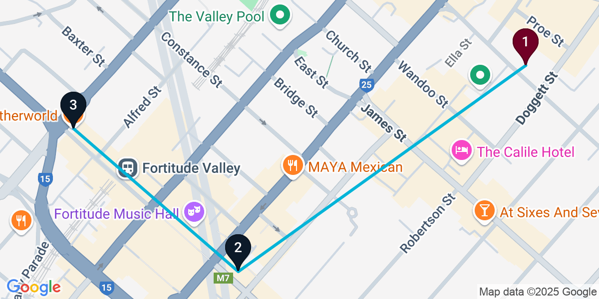 Map for Fortitude Valley Cocktail Bar Crawl